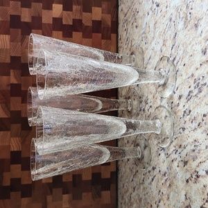 Crackle Glass Champagne Flutes